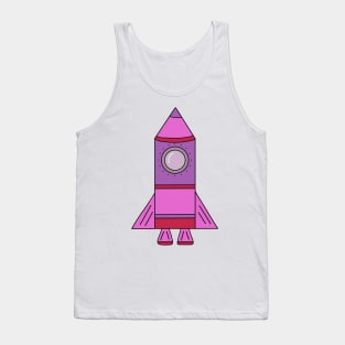 Cute Pink Rocket Ship Pattern Tank Top